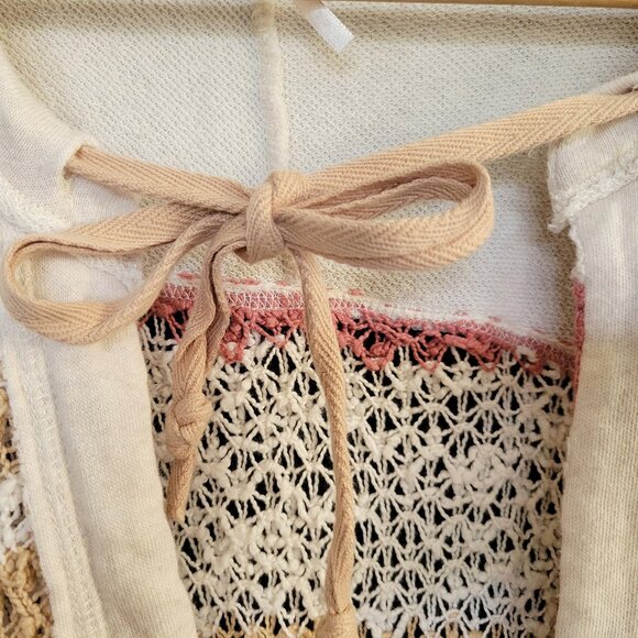 Free People Size M Bayside Chunky Cotton Knit Neutral Tunic/Pullover - Picture 4 of 8
